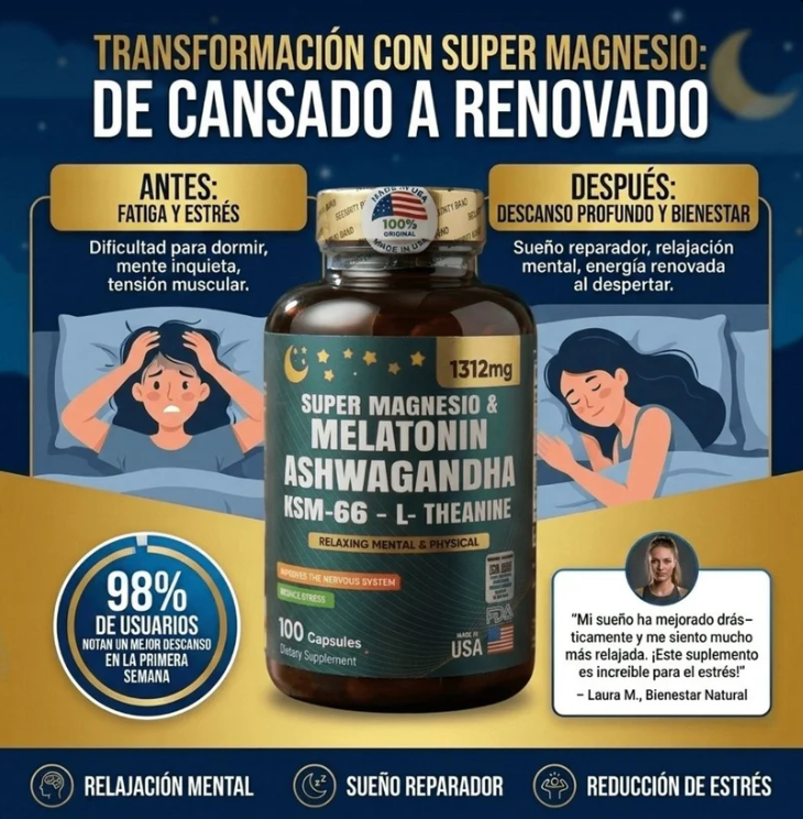 SUPERMAGNESIO + ASHWAGANDHA Y MELATONINA